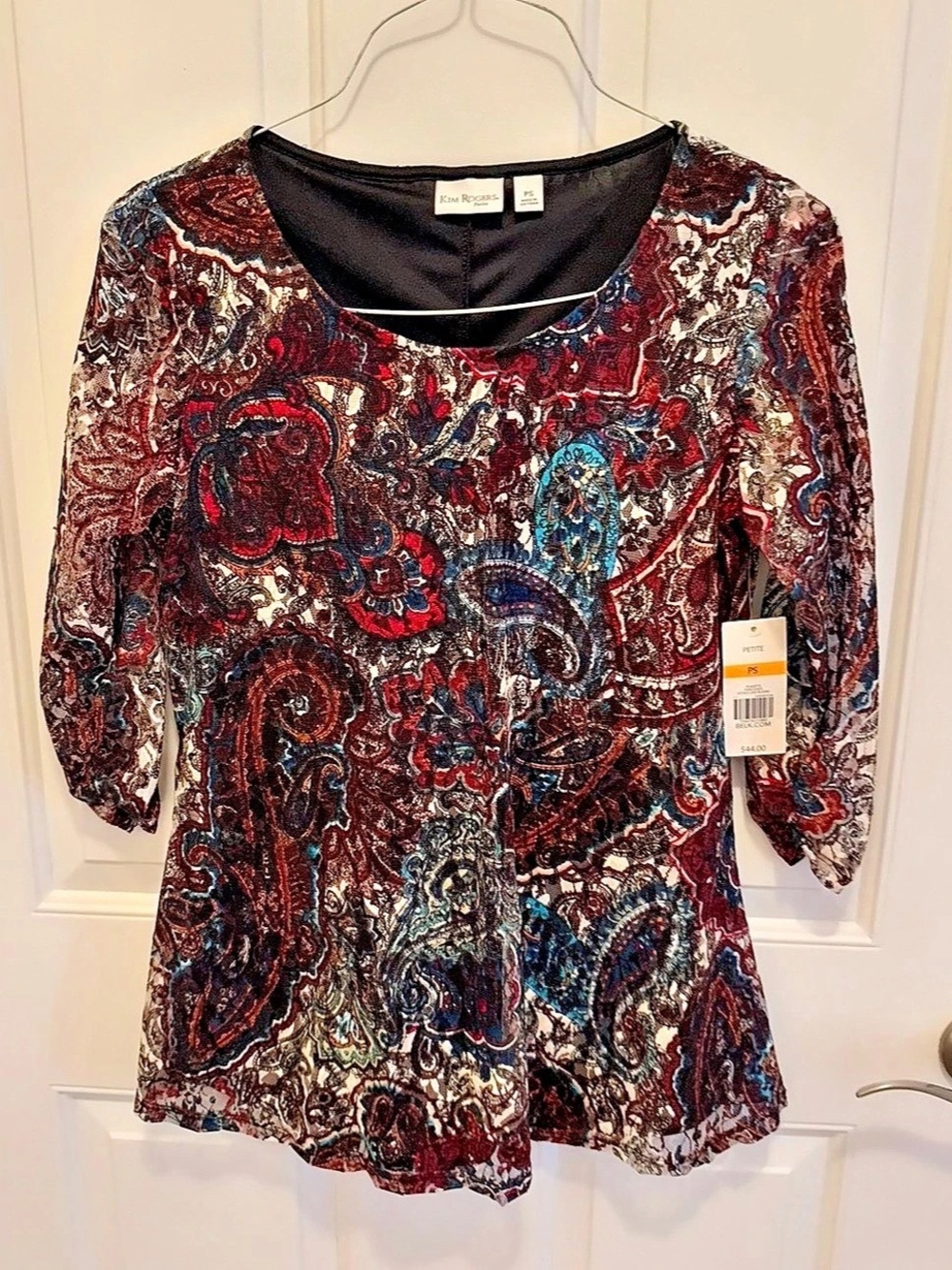 Kim Rogers Paisley Blouse in Multicolor Size PS NWT